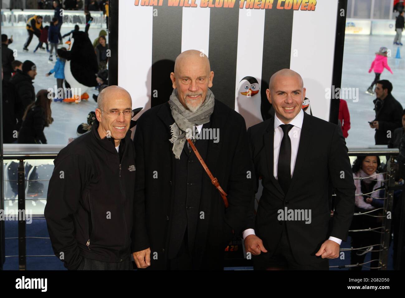 Nov. 16, 2014 - New York, New York, U.S. - Penguins of Madagascar Premiere @  Winter Village at Bryant Park Ice Rink in Manhattan..Jeffery Katzenberg , John Malkovitch,Pitbull(Credit Image: © Bruce Cotler/Globe Photos/ZUMA Wire) Stock Photo