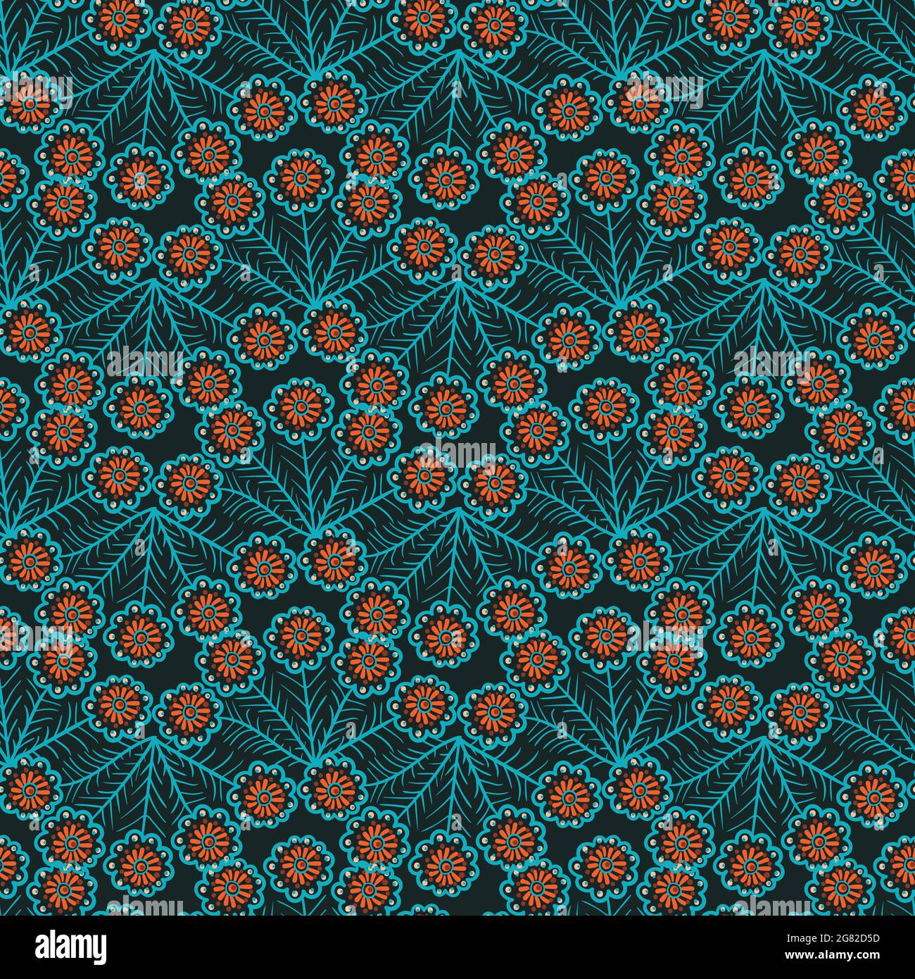 A floral peacock feathers seamless vector pattern Stock Vector