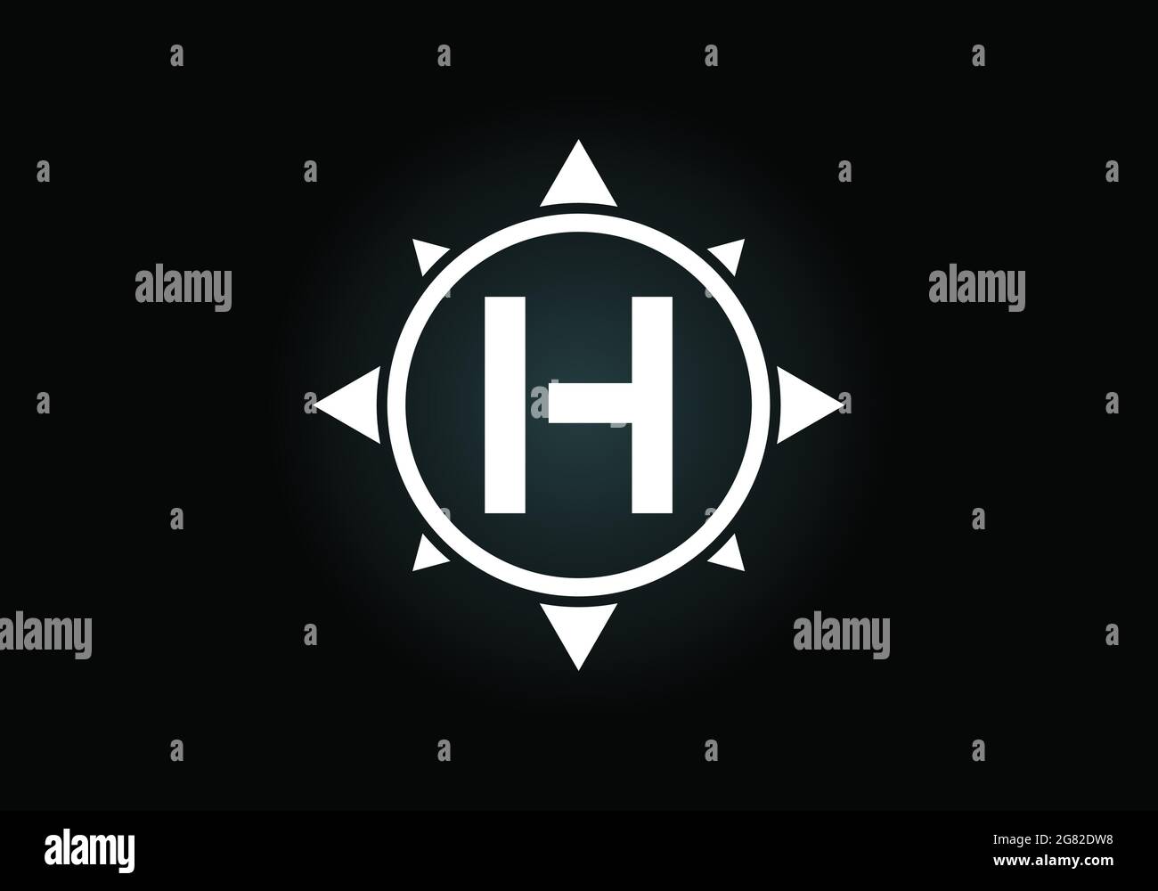 Letter H Compass Logo Initial H monogram letter alphabet in a compass. Font emblem. Compass ...