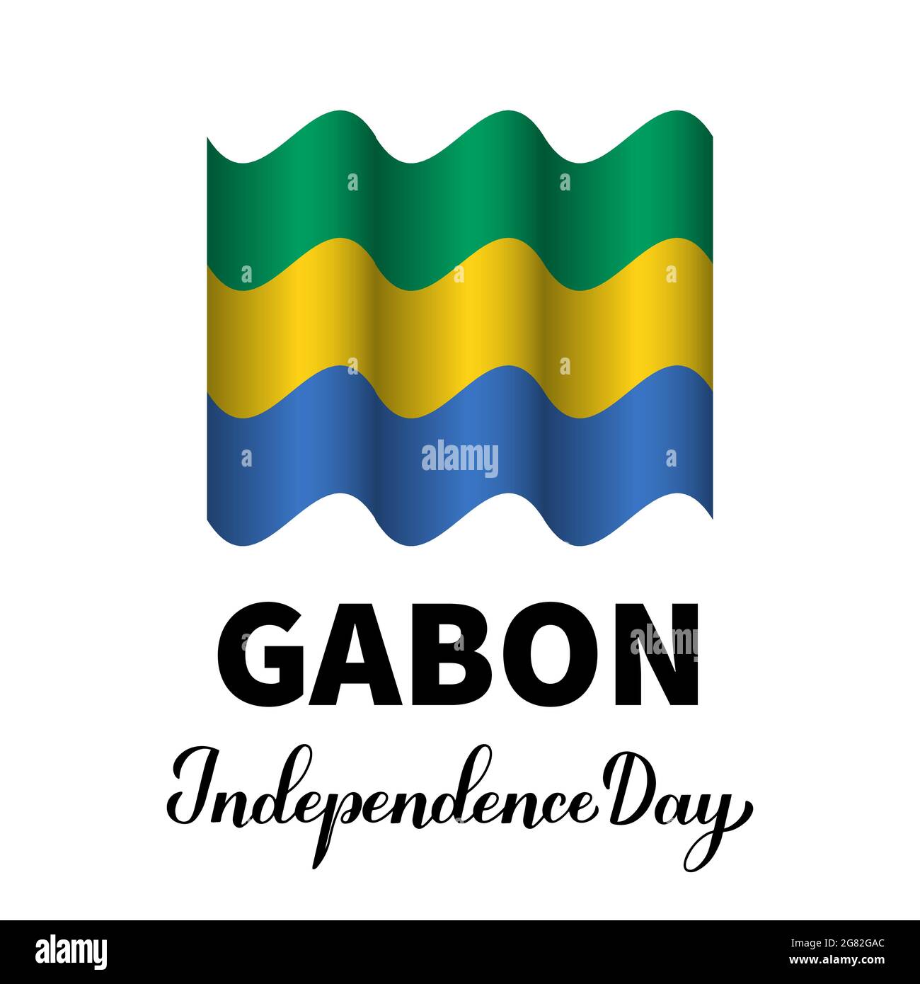 Gabon Independence Day lettering with flag. National holiday celebrate