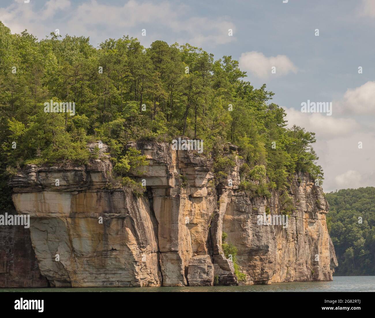 Rock Walls Surrounding Summersville Lake in Summersville, West Virginia Stock Photo