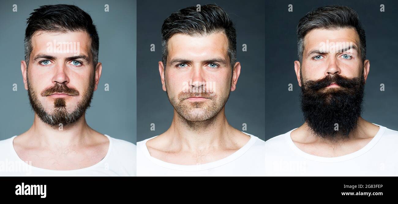 Bearded man or hipster set. Long beard. Hair style hair stylist. Barber shop design. Advertising and barber shop concept. Set of mans portrait Stock Photo - Alamy Bearded man or hipster set. Long beard. Hair style hair stylist. Barber shop design. Advertising and barber shop concept. Set of mans portrait Stock Photo - Alamy