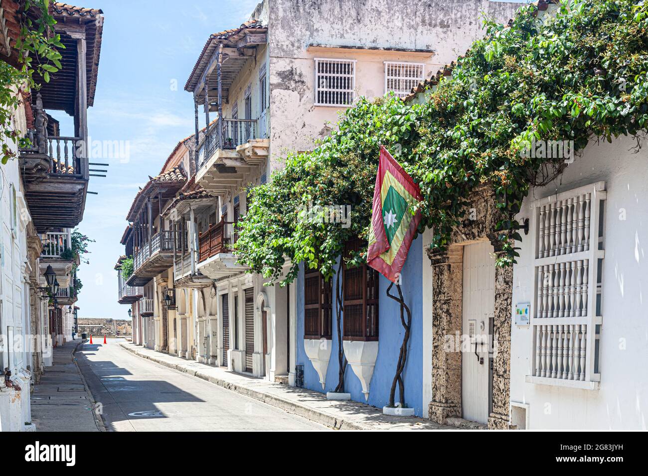 Calle de Don Sancho, Cartagena de Indias, Colombia. Stock Photo