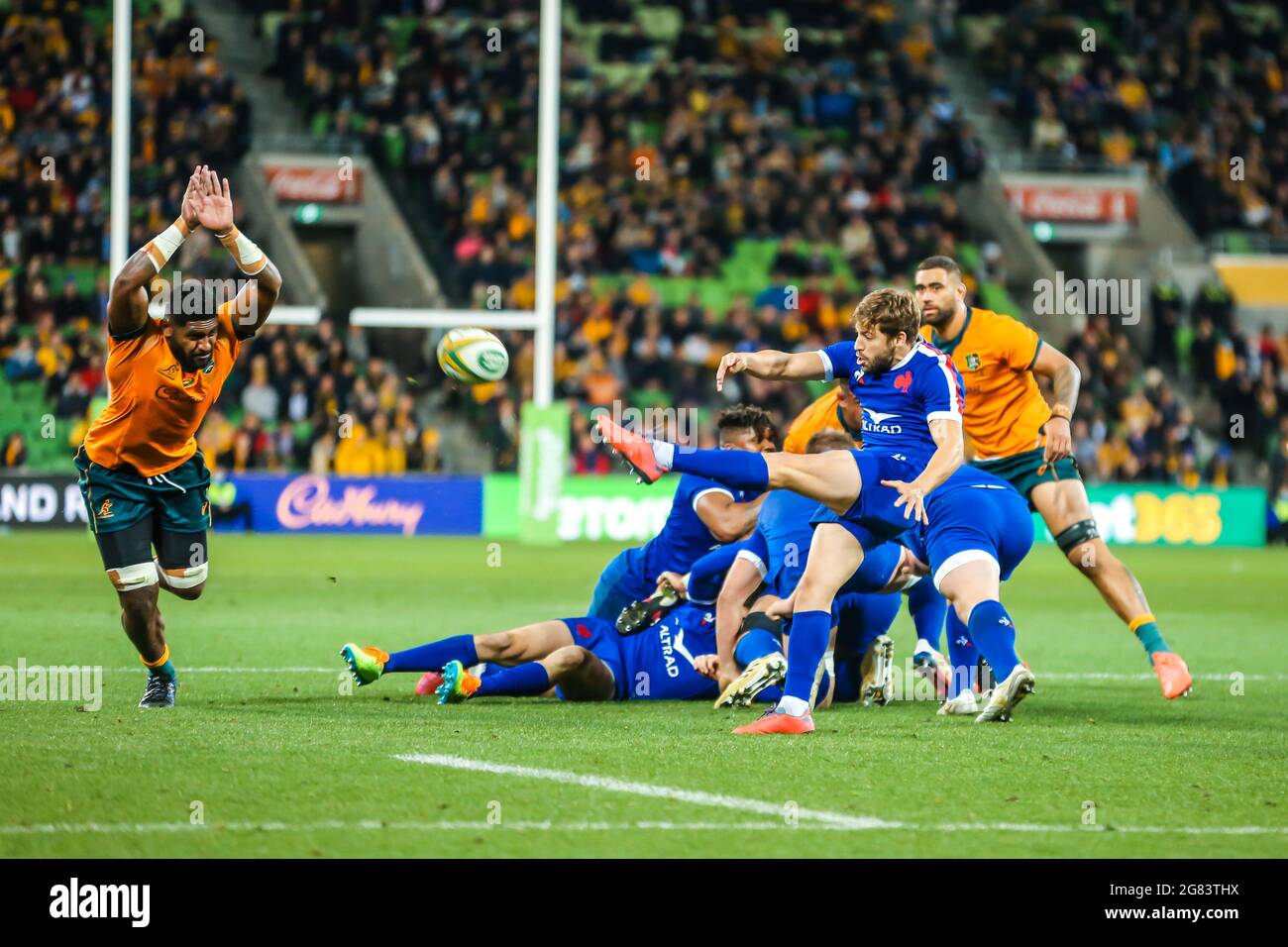 MELBOURNE, AUSTRALIA JULY 13 2021 Louis Carbonel of France kicks the