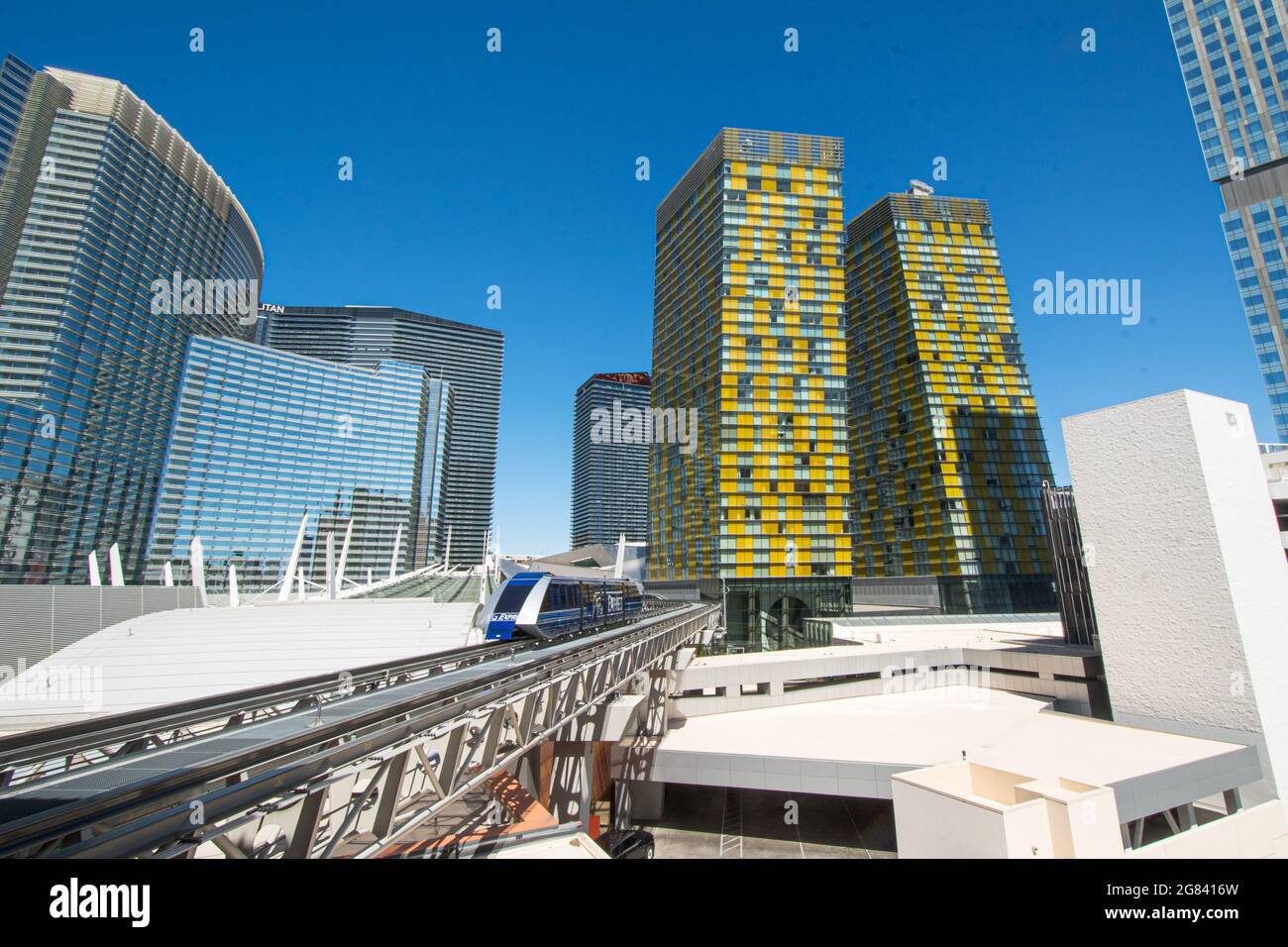 The Las Vegas monorail allows for hassle free travel to and from the convention center Stock Photo