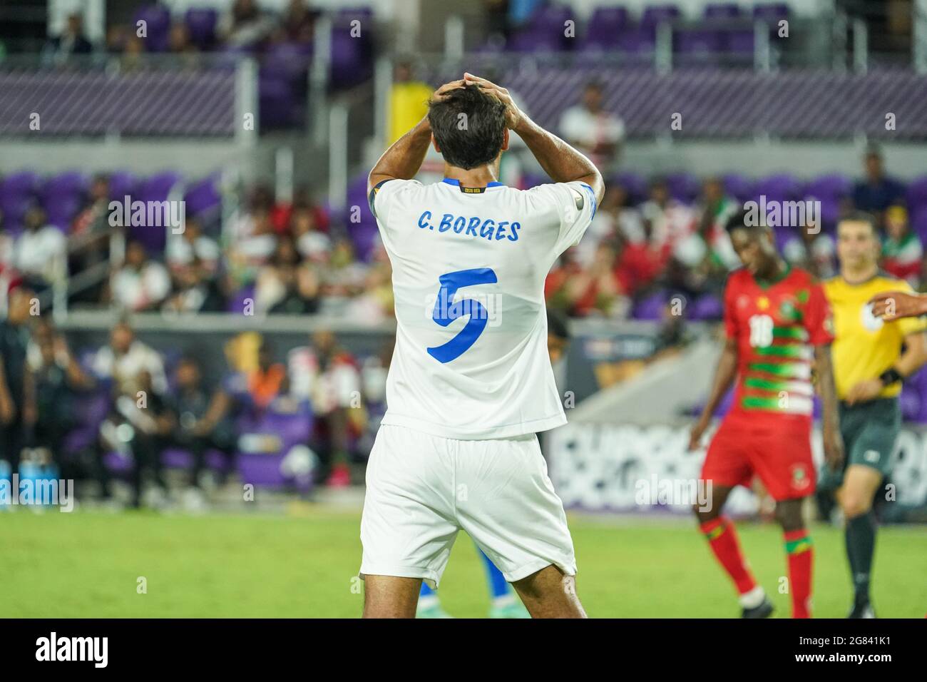 Fort Lauderdale, Florida, USA, July 16, 2021,  Costa Rica Captain Celso Borges #5 reacts after a missing an opportunity to score during the Concacaf Gold Cup Group C Round 2 at Exploria Stadium.  (Photo Credit:  Marty Jean-Louis) Credit: Marty Jean-Louis/Alamy Live News Stock Photo