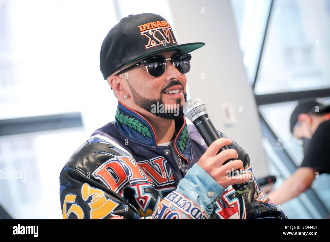 New York, USA. 16th July, 2021. artist Yandel (Llandel Veguilla Malavé) attends a press to promote the new album 'DYNASTY', held at the PUMA Store, in New York City.In honor