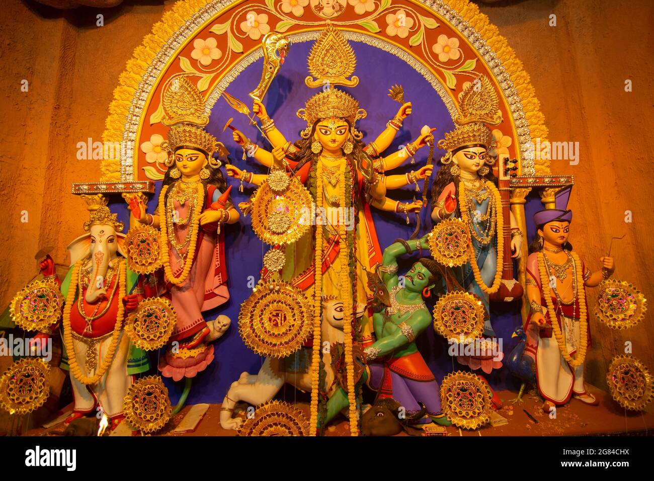 Kolkata , India - October 16, 2018 : Goddess Durga idol inside ...