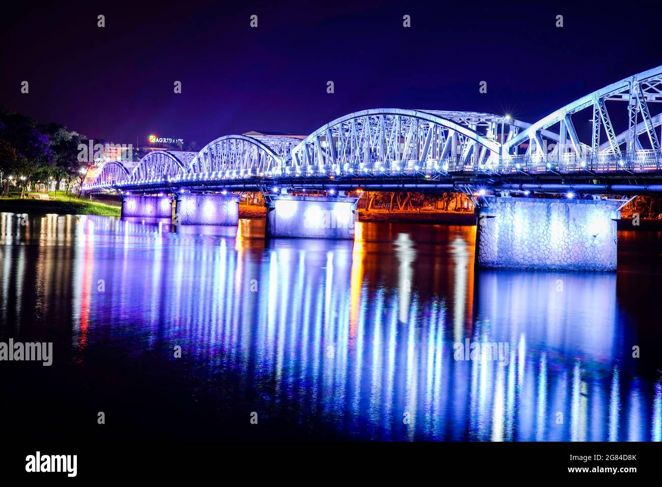 Truong Tien ancient bridge in Hue city central Vietnam Stock Photo