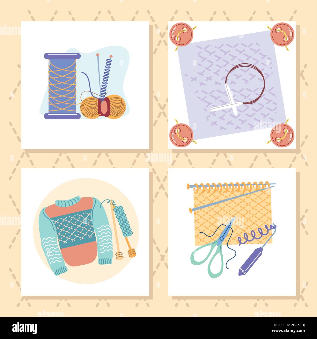knitting and needlework Stock Vector