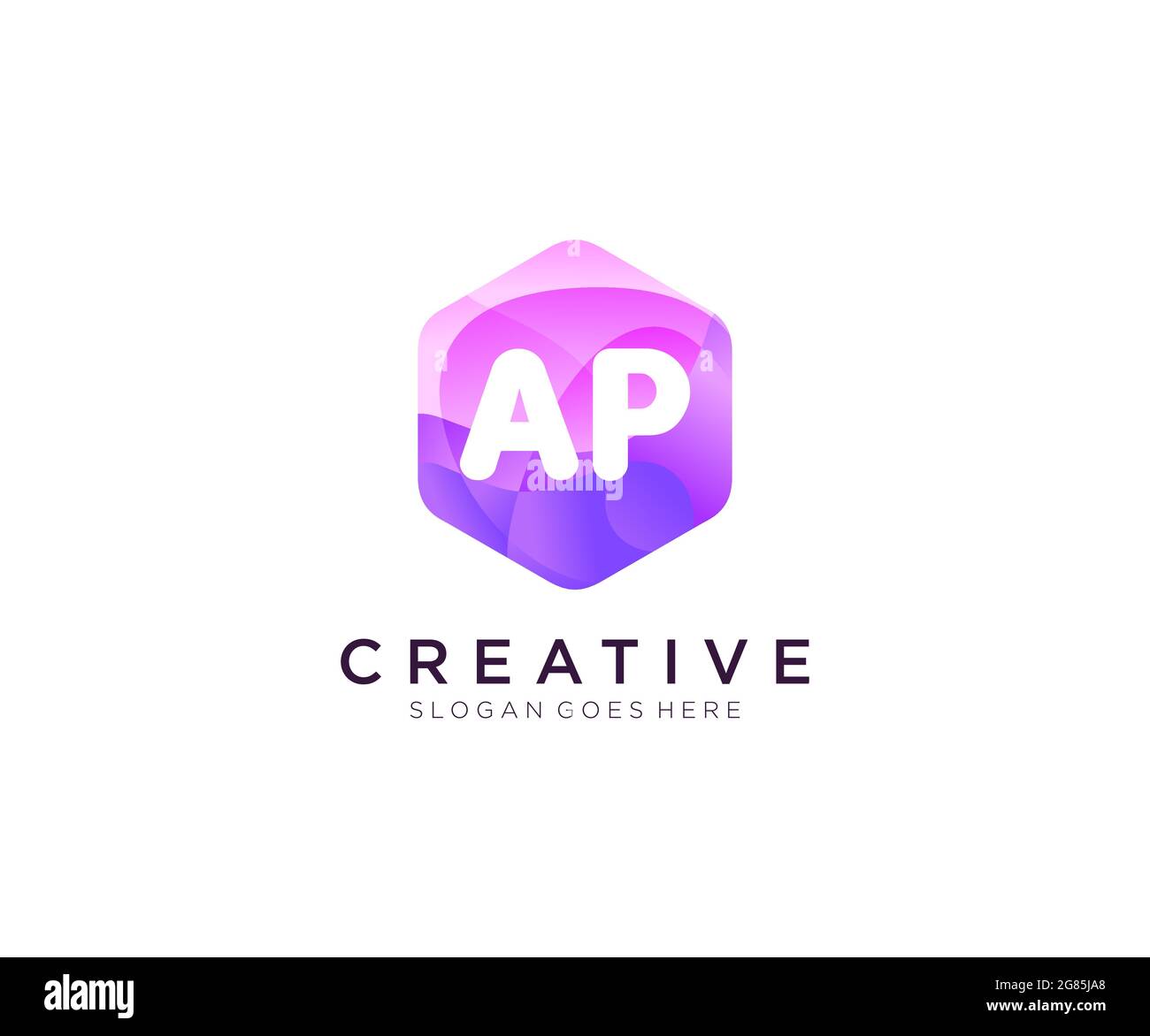 AP initial logo With Colorful Hexagon Modern Business Alphabet Logo template Stock Vector