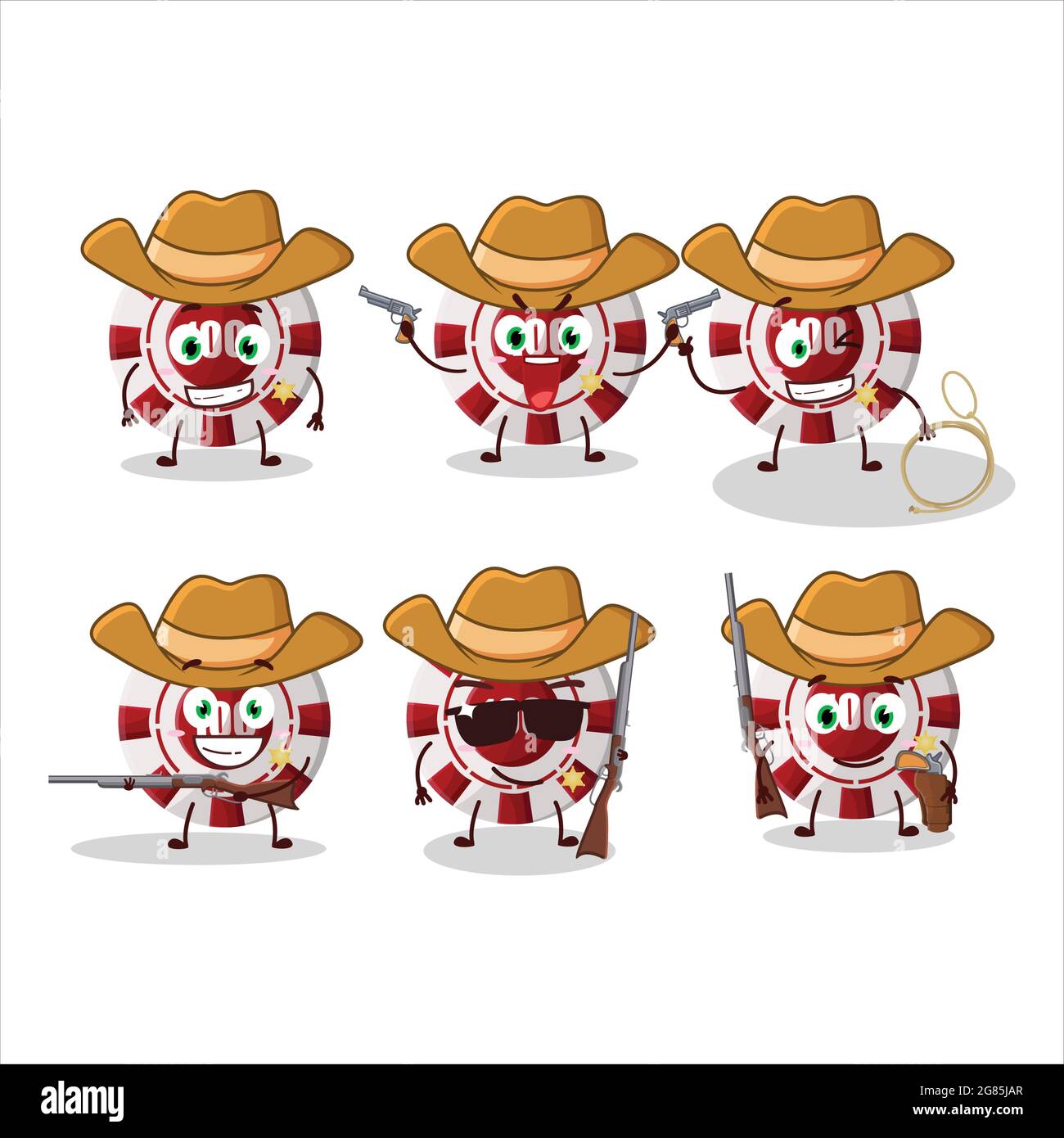 Cool cowboy 100 dollar casino chip cartoon character with a cute hat