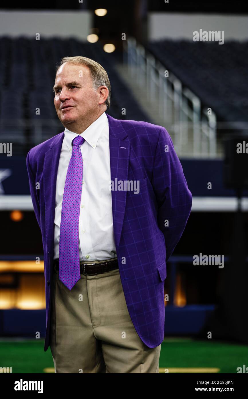TCU Horned Frogs head coach Gary Patterson poses during Big 12 Conference media day, Wednesday, July 14, 2021, in Arlington, TX. (Mario Terrana/Image Stock Photo