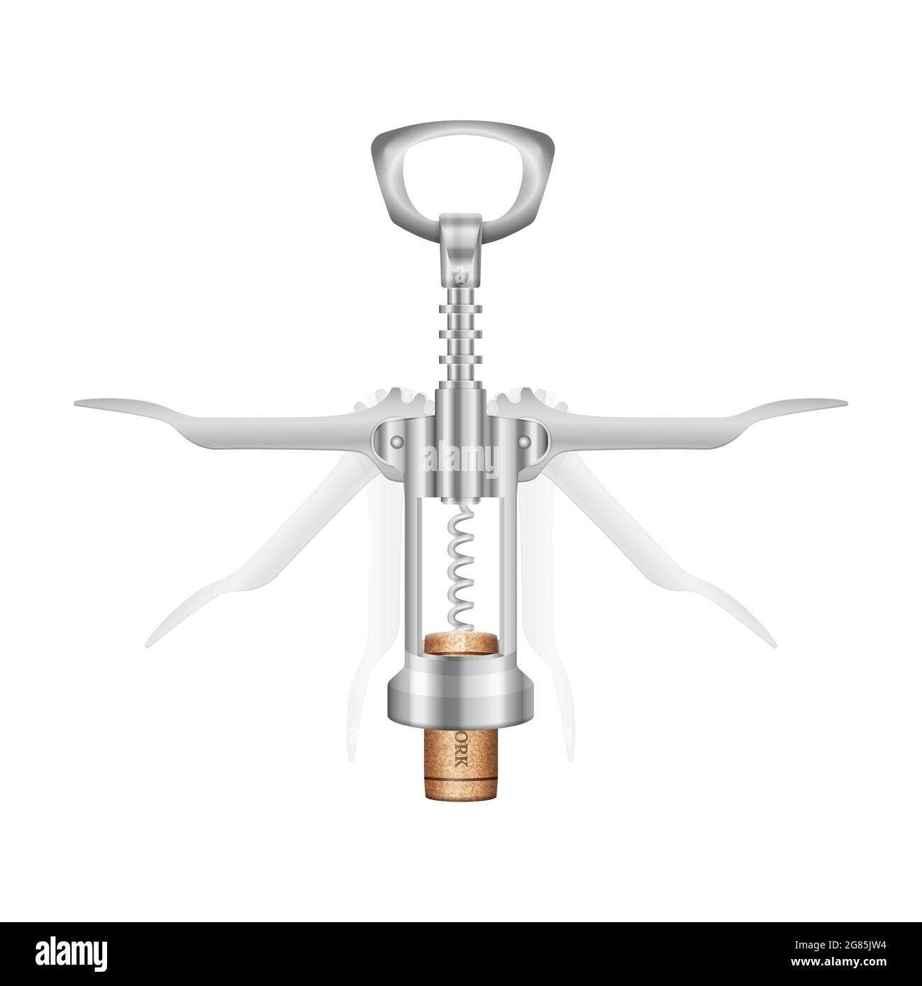Wine corkscrew and cork on a white background. Vector illustration ...