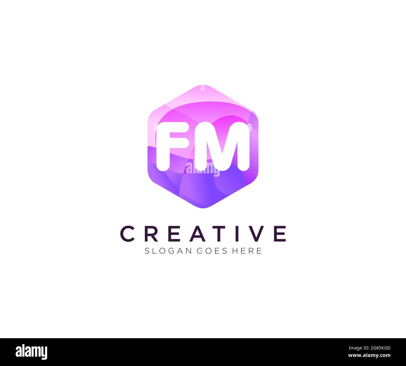 FM initial logo With Colorful Hexagon Modern Business Alphabet Logo template Stock Vector