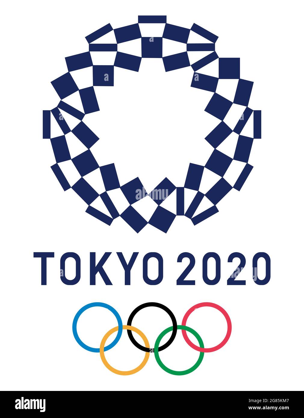 Vinnytsia, Ukraine - July 13, 2021. Official logo of the 2020 Summer Olympic Games in Tokyo. Vector editorial emblem Stock Vector