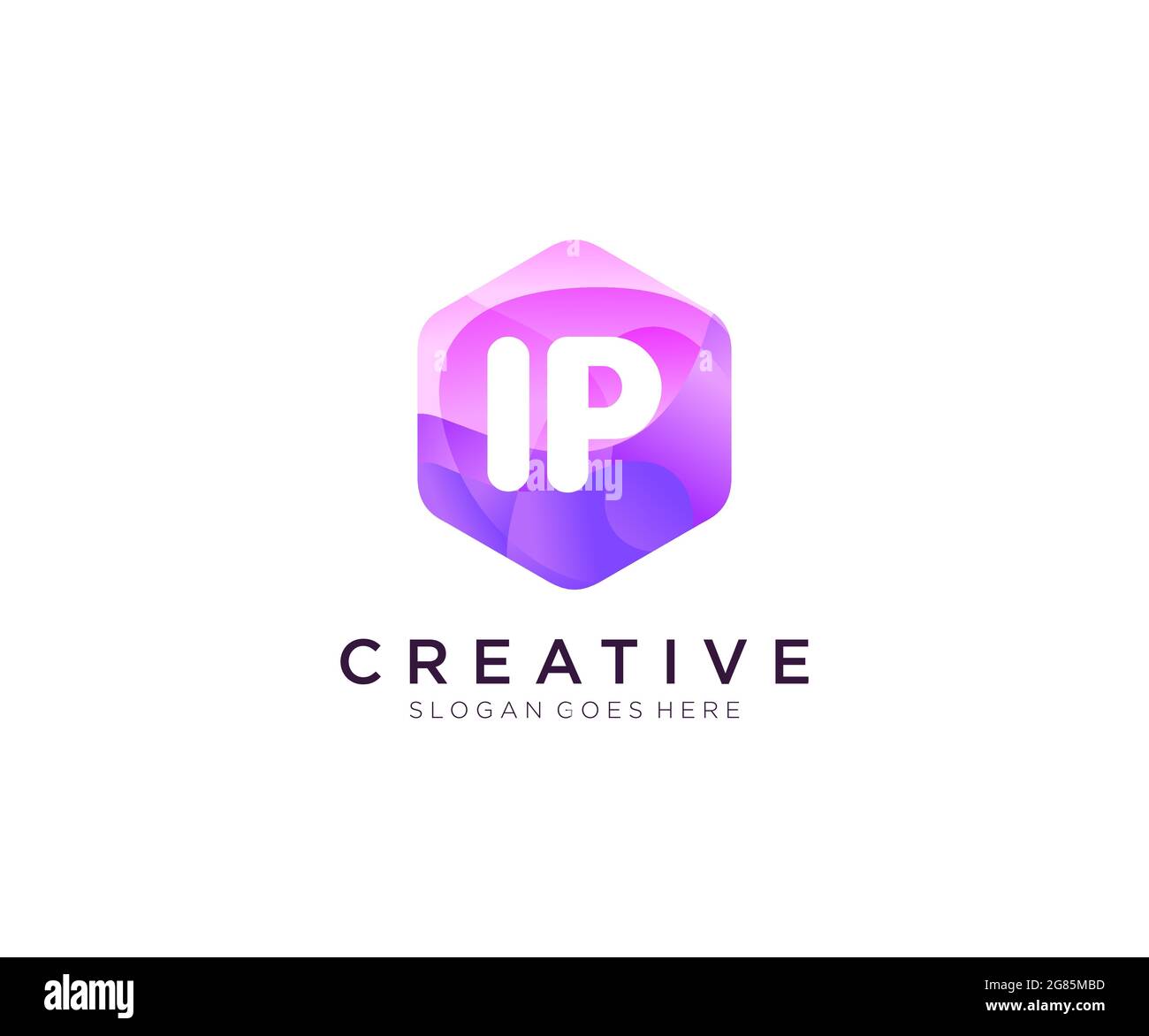 IP logo With Colorful Hexagon Modern Business Alphabet Logo template Stock Vector