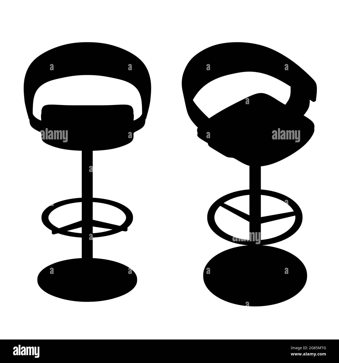 Set with bar stool silhouettes isolated on white background. Vector ...