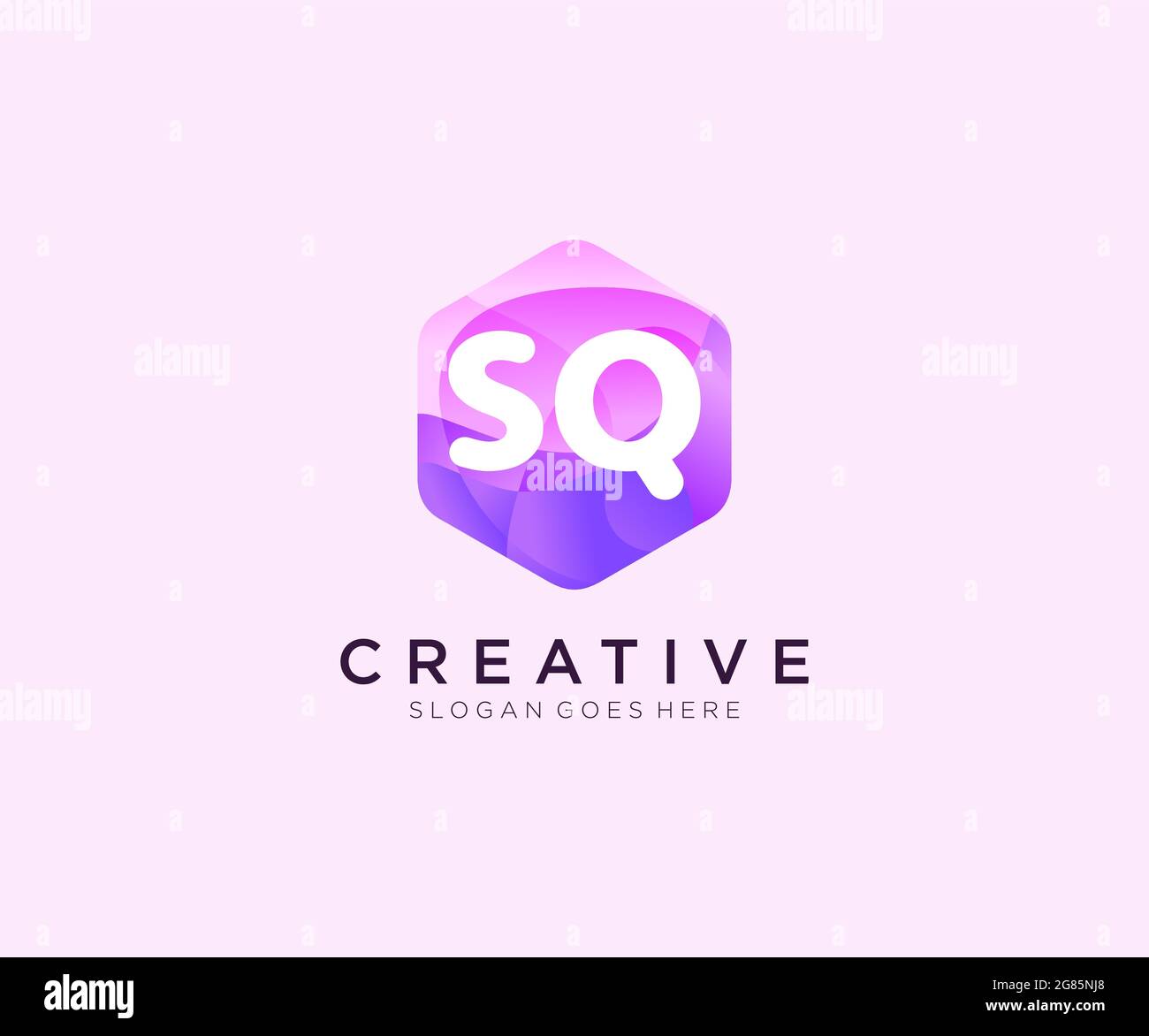SQ initial logo With Colorful Hexagon Modern Business Alphabet Logo template Stock Vector