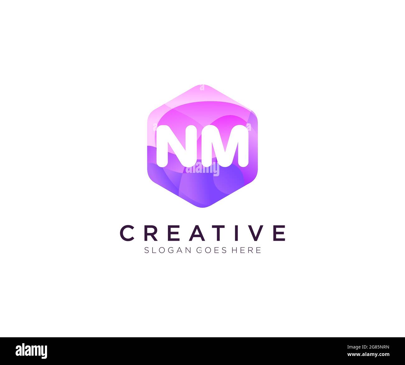 NM initial logo With Colorful Hexagon Modern Business Alphabet Logo template Stock Vector