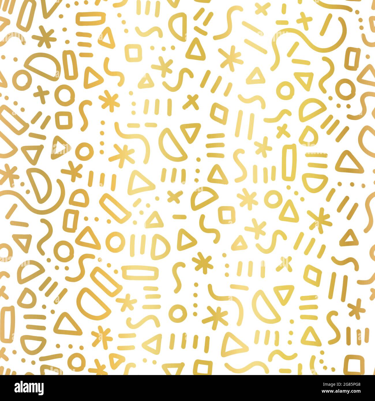 Gold foil doodle pattern seamless vector repeat. Metallic golden cute ...