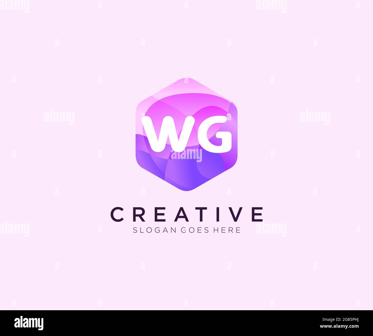 WG initial logo With Colorful Hexagon Modern Business Alphabet Logo template Stock Vector