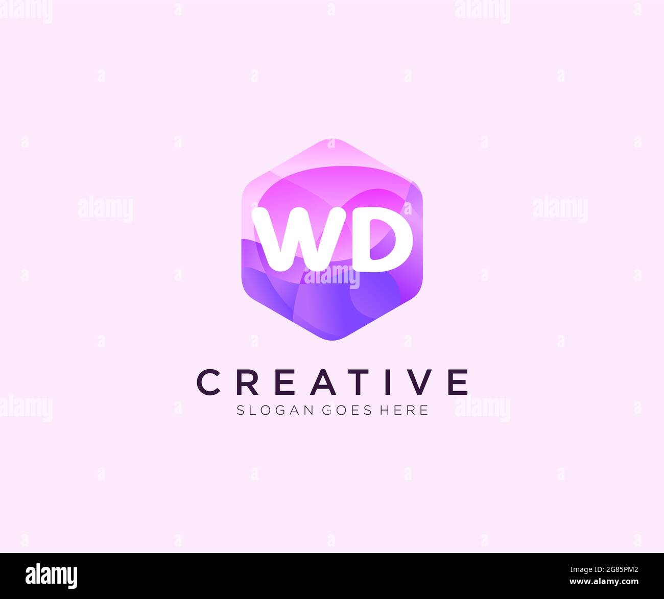 WD initial logo With Colorful Hexagon Modern Business Alphabet Logo template Stock Vector