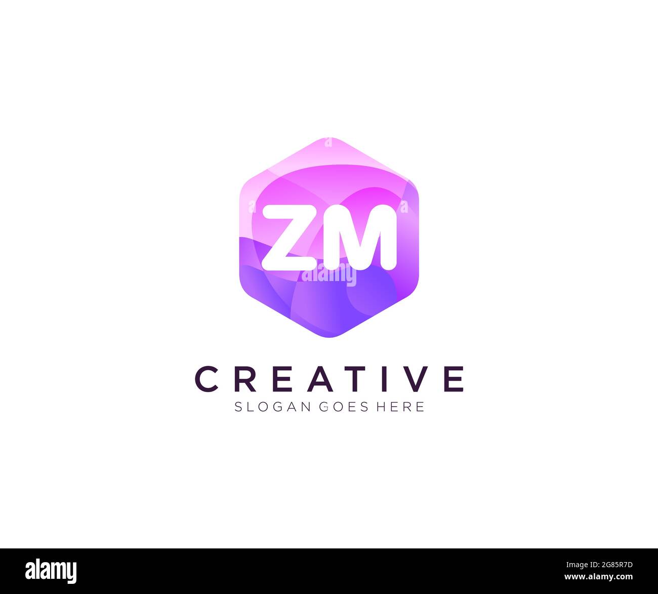 ZM initial logo With Colorful Hexagon Modern Business Alphabet Logo template Stock Vector