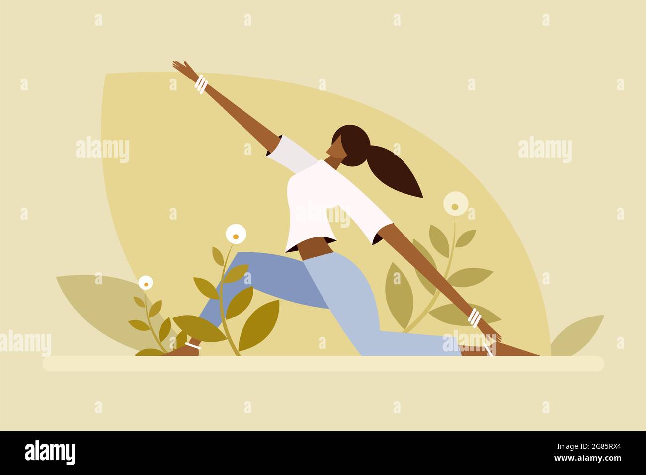 Illustration of a young girl doing Yoga in the outdoor Stock Vector ...