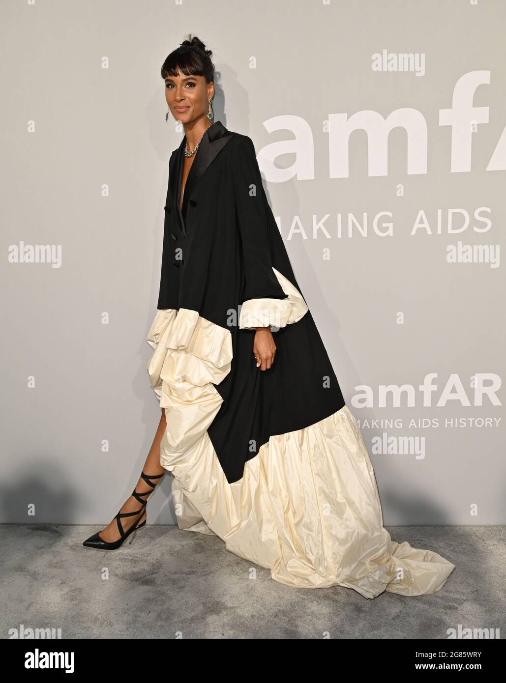 Antibes, France. 16th July, 2021. ANTIBES, FRANCE. July 16, 2021: Cindy  Bruna at the amfAR Cannes Gala 2021, as part of the 74th Festival de  Cannes, at Villa Eilenroc, Antibes. Picture Credit: