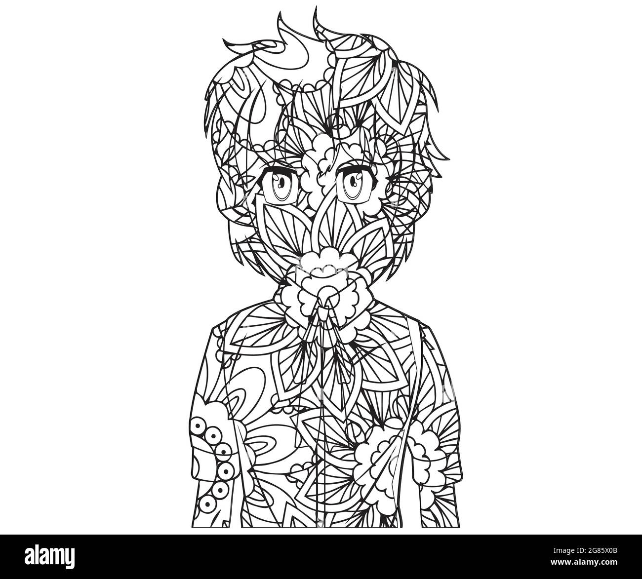 Anime Girl Coloring Page 22562901 Vector Art at Vecteezy