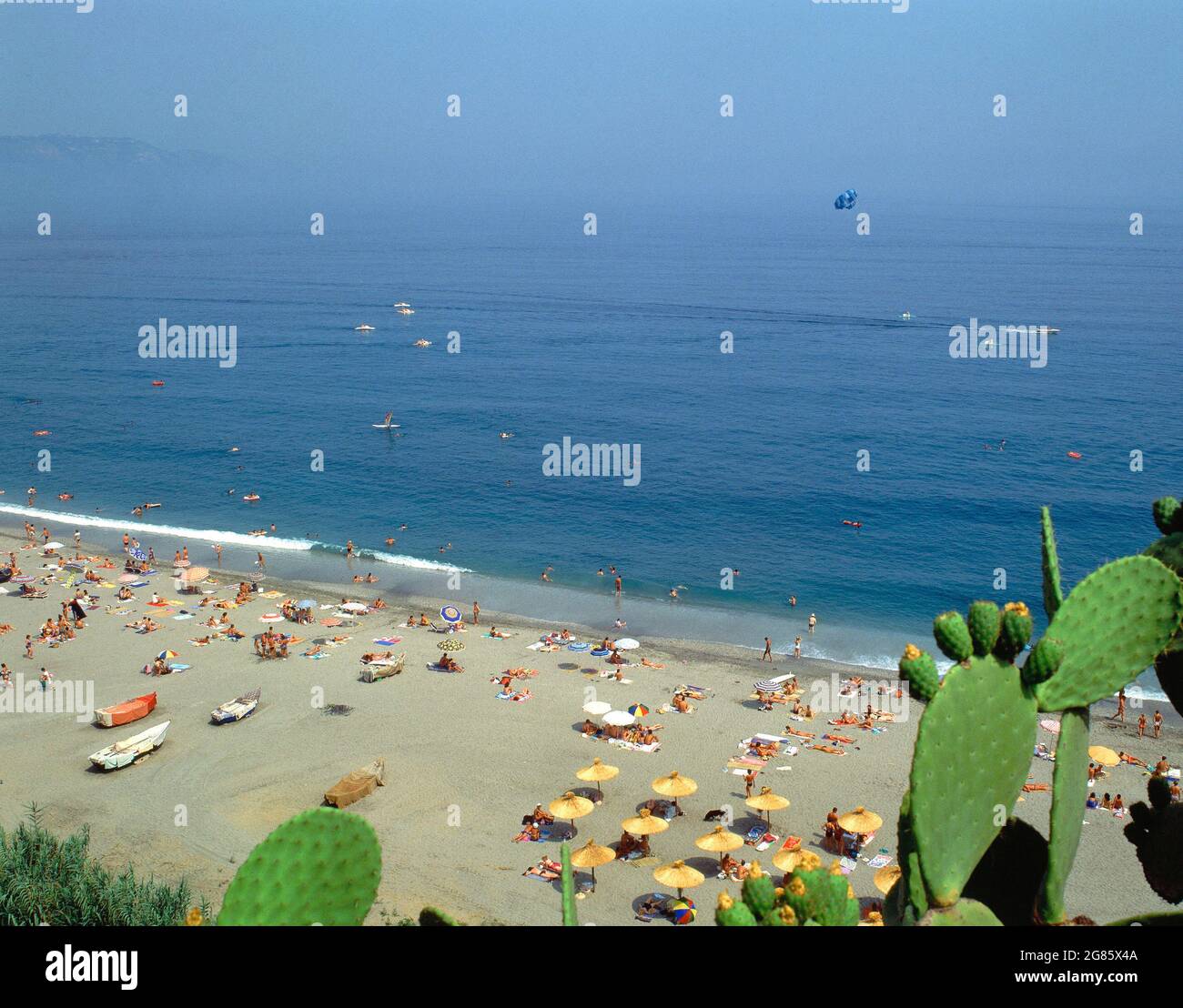 PLAYA DE BURRIANA DESDE EL PARADOR. Location: EXTERIOR. Nerja. Malaga. SPAIN. Stock Photo