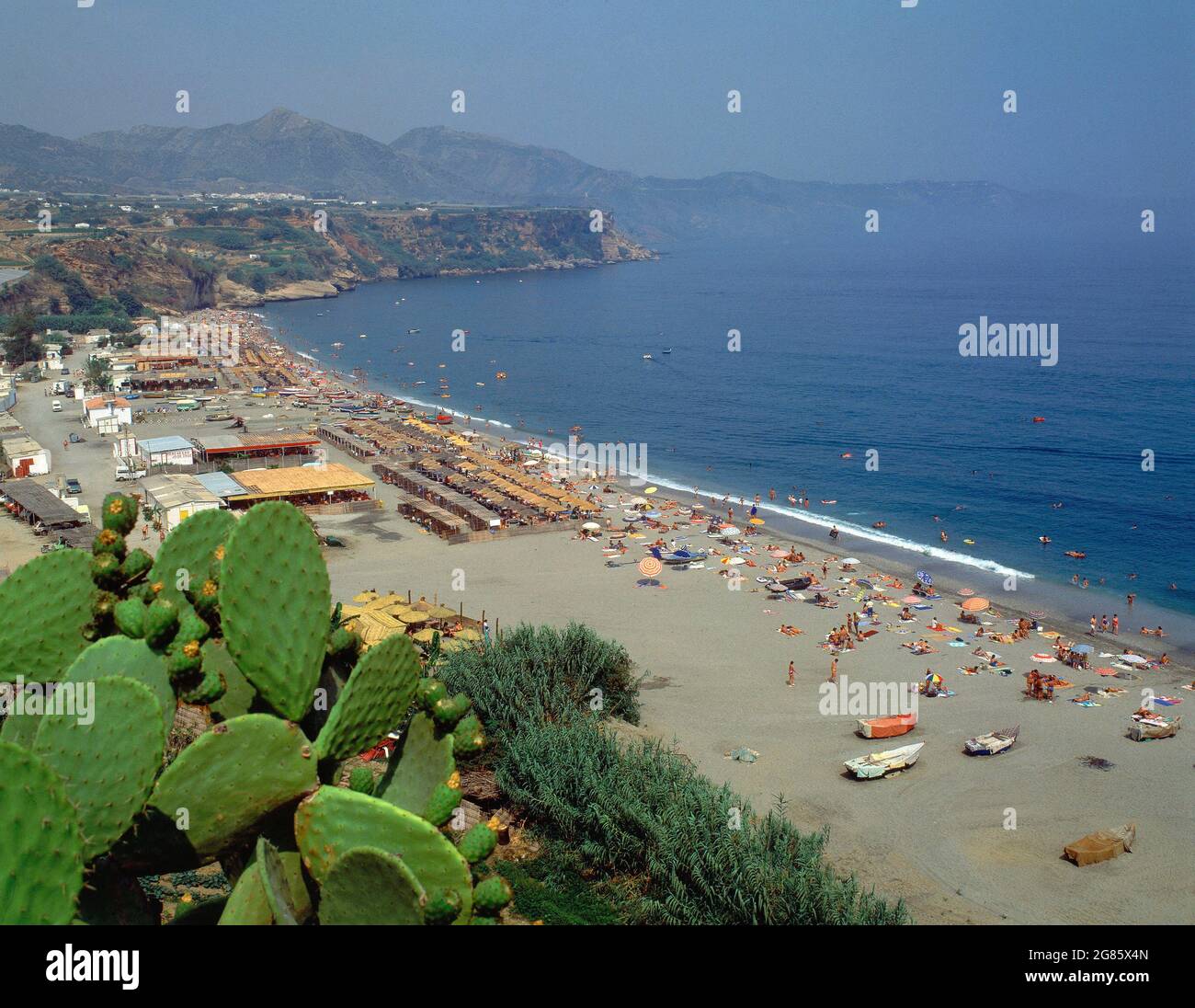 PLAYA DE BURRIANA DESDE EL PARADOR. Location: EXTERIOR. Nerja. Malaga. SPAIN. Stock Photo