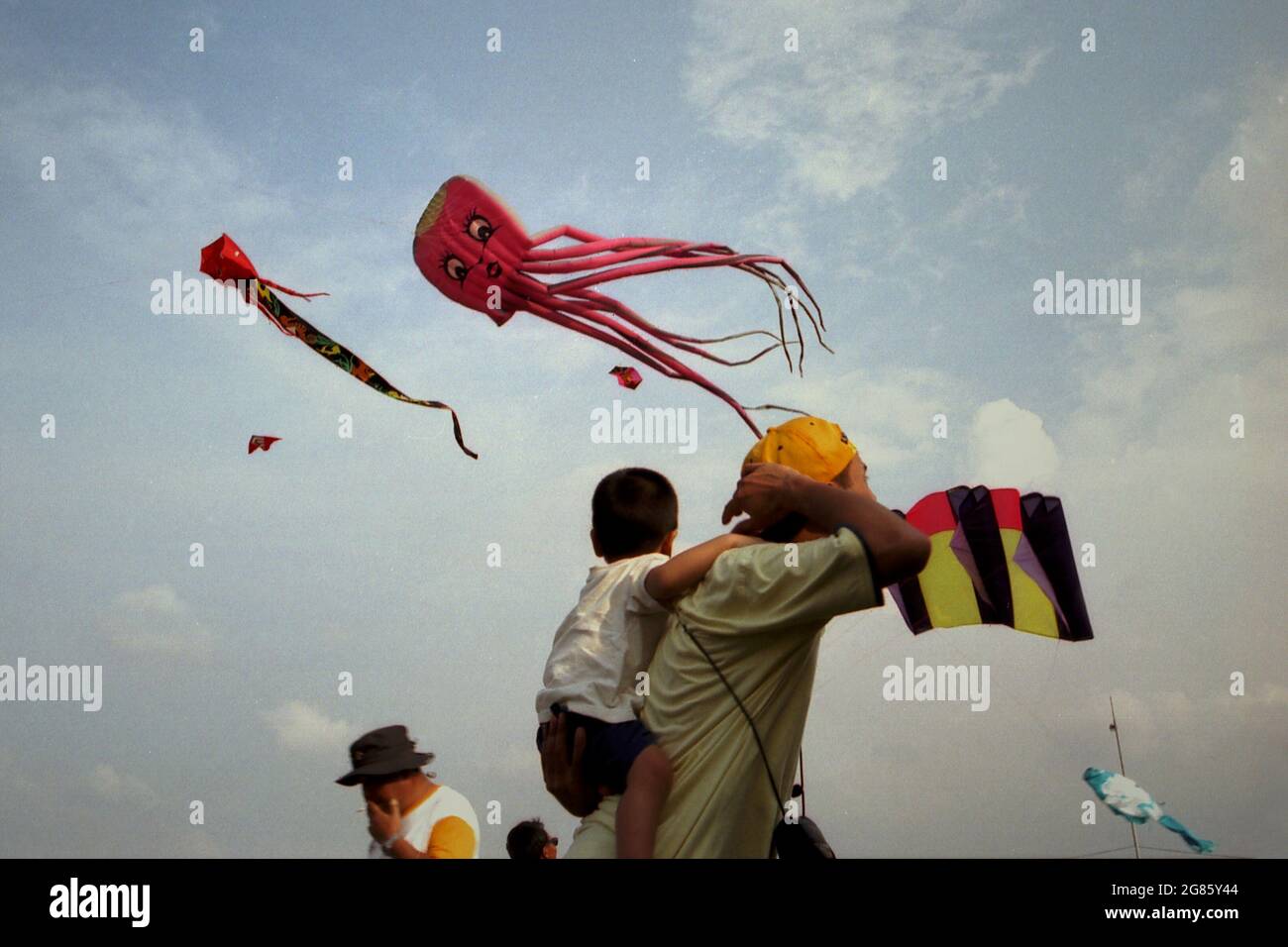 The 2004 Jakarta International Kite Festival at Carnival Beach in Ancol Dreamland, North Jakarta, Jakarta, Indonesia. Stock Photo