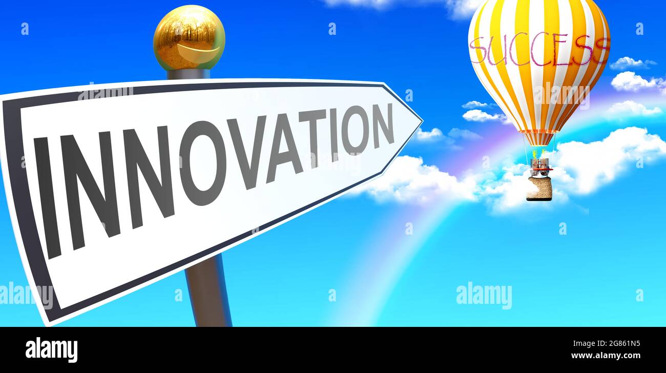 Innovation leads to success - shown as a sign with a phrase Innovation ...
