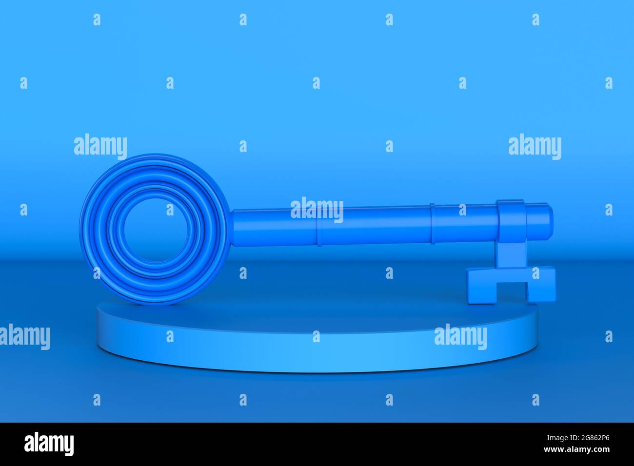 3d rendering blue key on blue background Stock Photo - Alamy