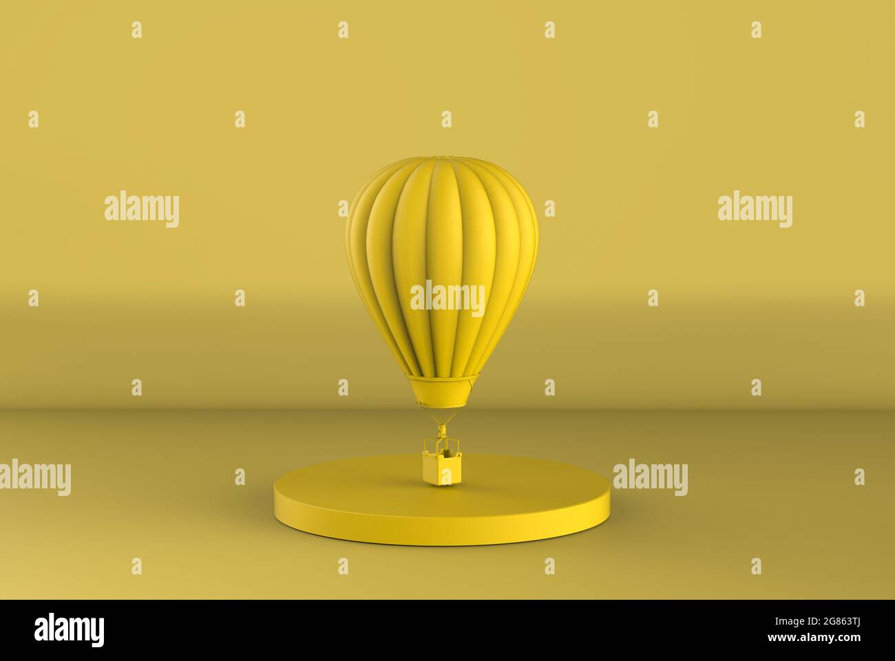 3d rendering yellow hot air balloon fly on yellow background Stock ...