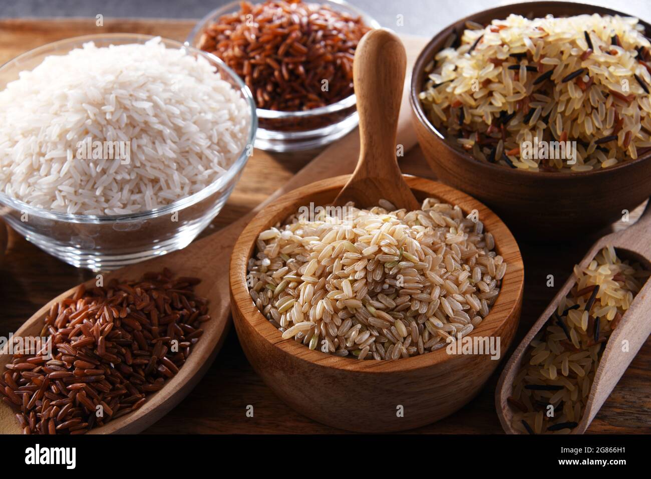 Red Rice Composition Composition with different sorts of rice including basmati and red rice ...