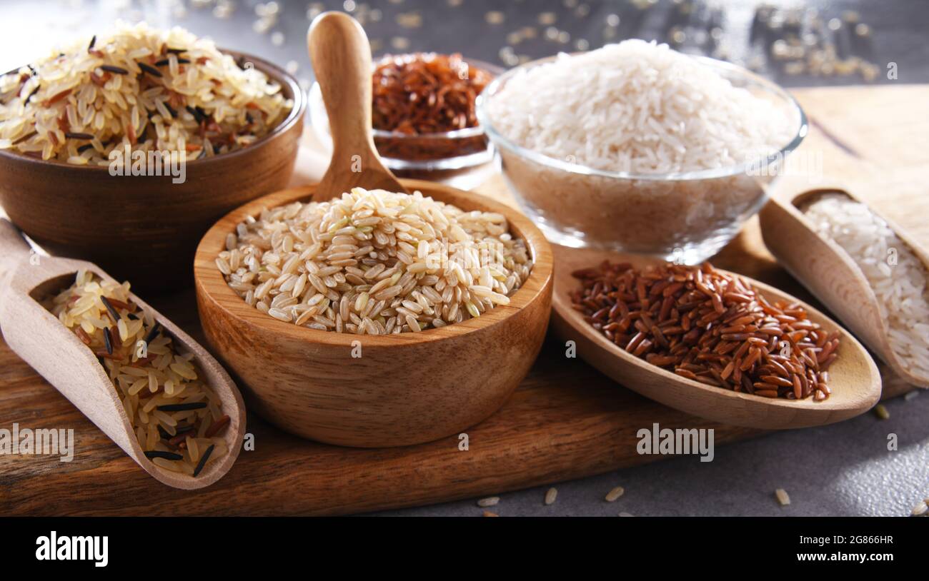 Red Rice Composition Composition with different sorts of rice including basmati and red rice ...