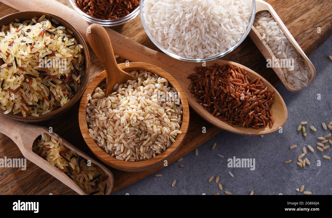 Red Rice Composition Composition with different sorts of rice including basmati and red rice ...