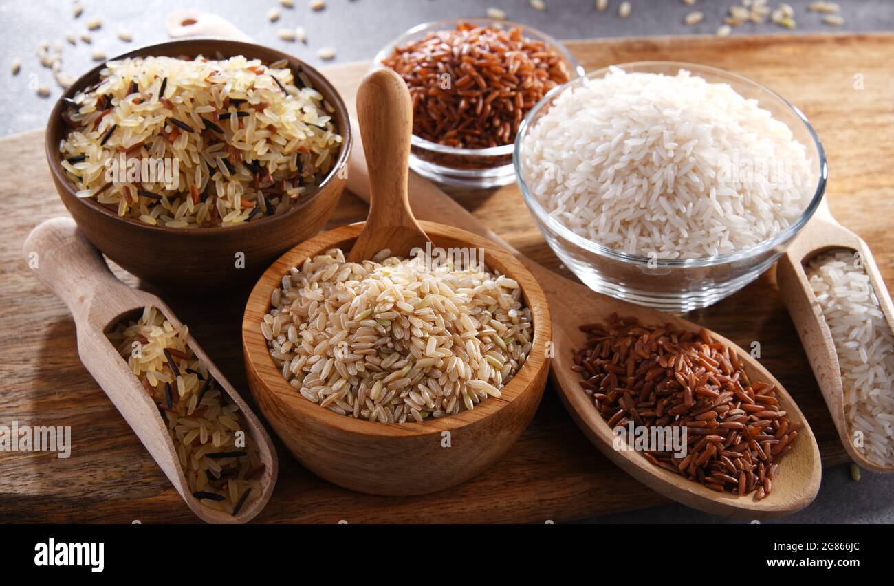 Red Rice Composition Composition with different sorts of rice including basmati and red rice ...