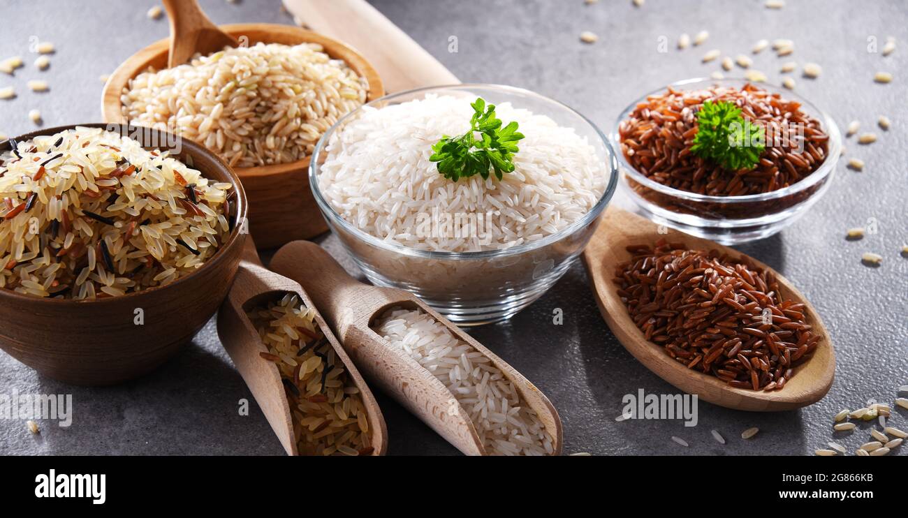 Red Rice Composition Composition with different sorts of rice including basmati and red rice ...