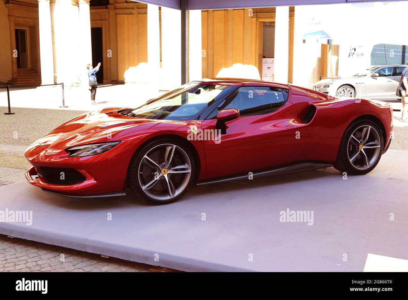 Modena, Italy, july 1 2021 - Ferrari 296 GBT sport car, Motor Valley Exibition Stock Photo