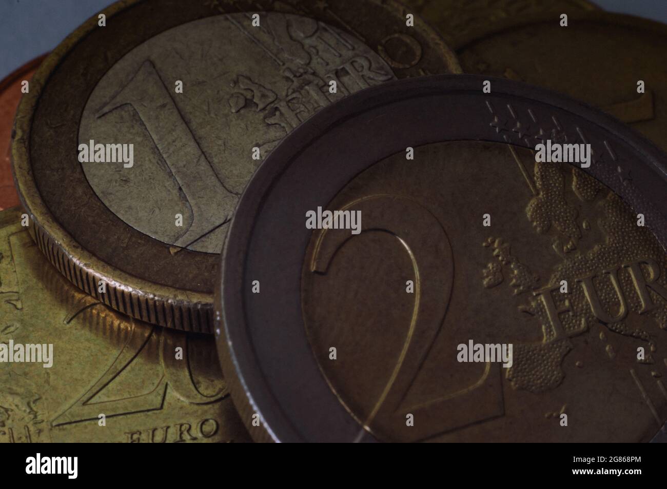 Stack of two euro coins hi-res stock photography and images - Alamy