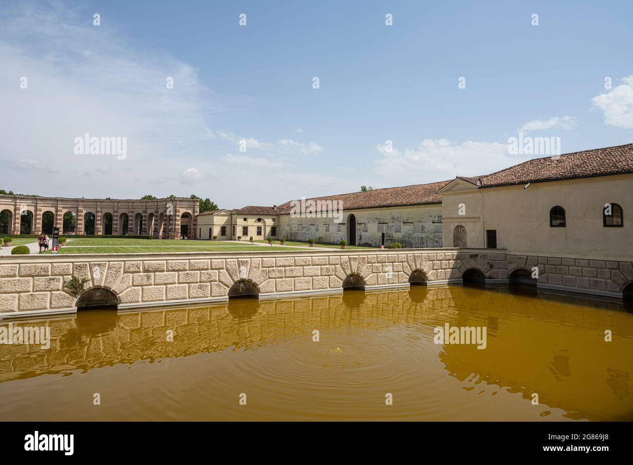 Mantua, Italy. July 13, 2021.   view of the inner courtyard of the Te palace Stock Photo