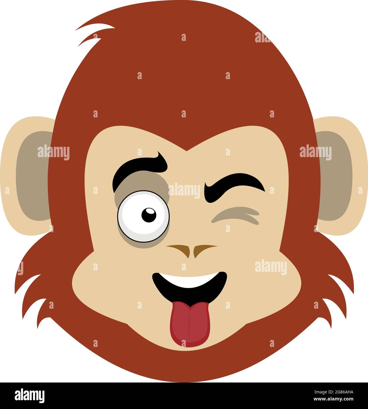 Vector emoticon illustration of the face of a cartoon monkey or chimpanzee winking and his tongue sticking out Stock Vector