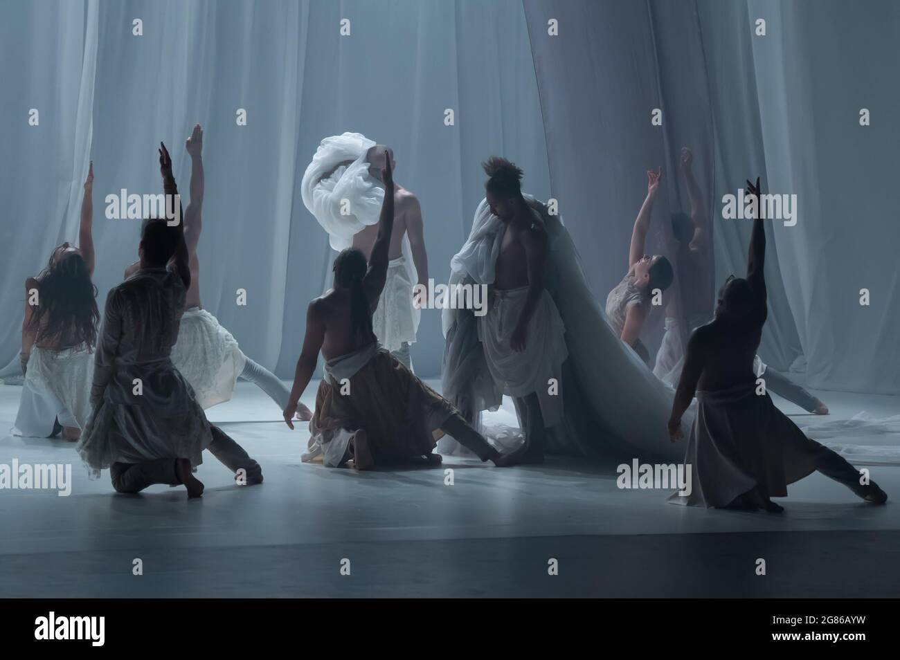 Budapest, Hungary. 16th July, 2021. Dancers perform their white ballet