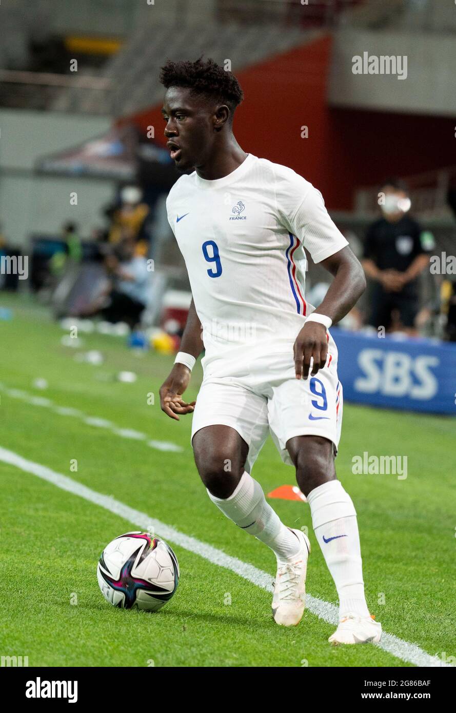 Seoul South Korea 16th July 21 July 16 21 Seoul South Korea French Player Mbuku Nathanael Dribble For The Ball During The Tokyo Olympic Men S Soccer Team Friendly Match Seoul South Korea 16th July 21 July 16 21 Seoul South Korea French Player Mbuku Nathanael Dribble For The Ball During The Tokyo Olympic Men S Soccer Team Friendly Match