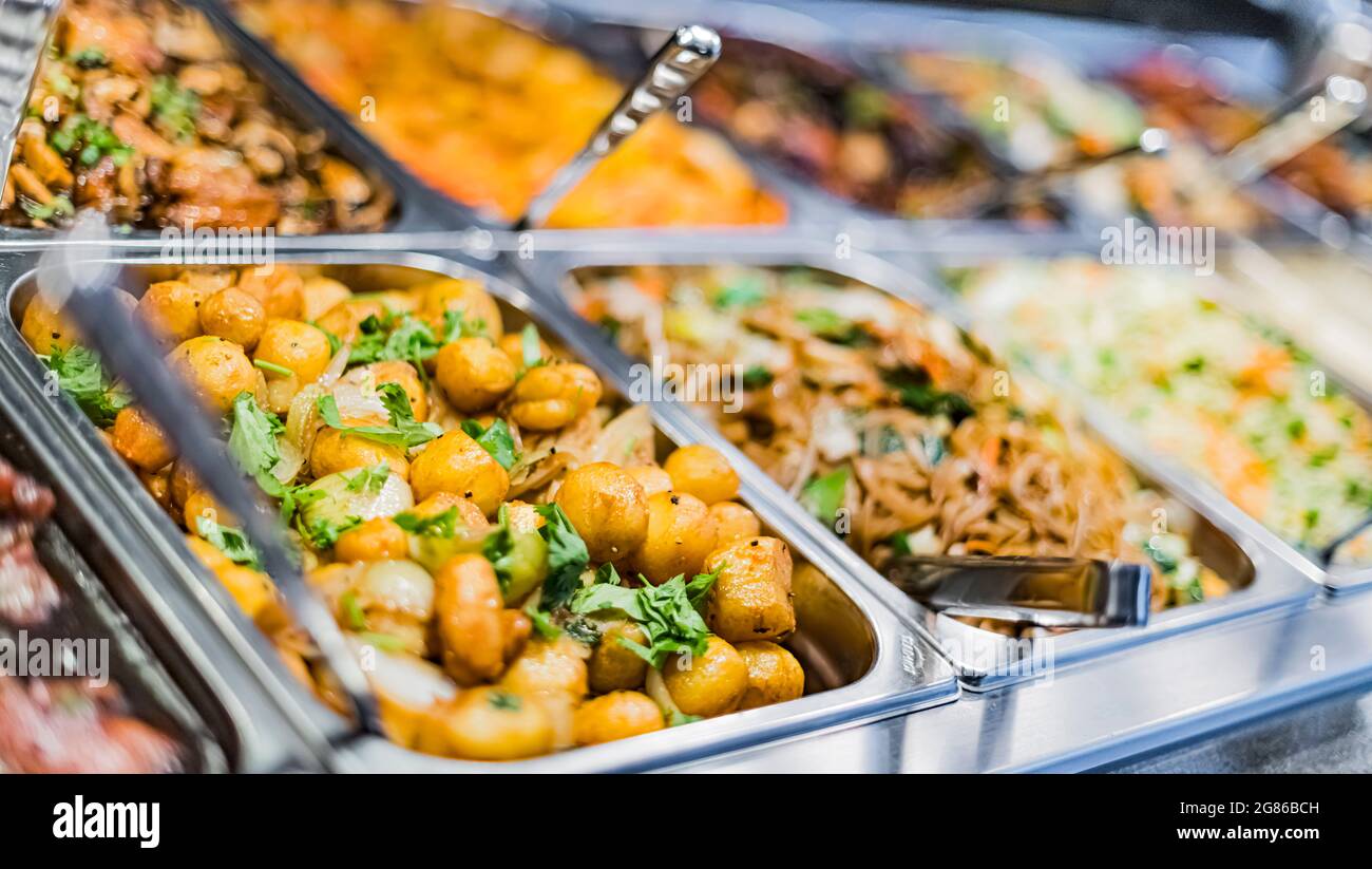 Traditional Asian food sold in an European shopping mall food court Stock Photo