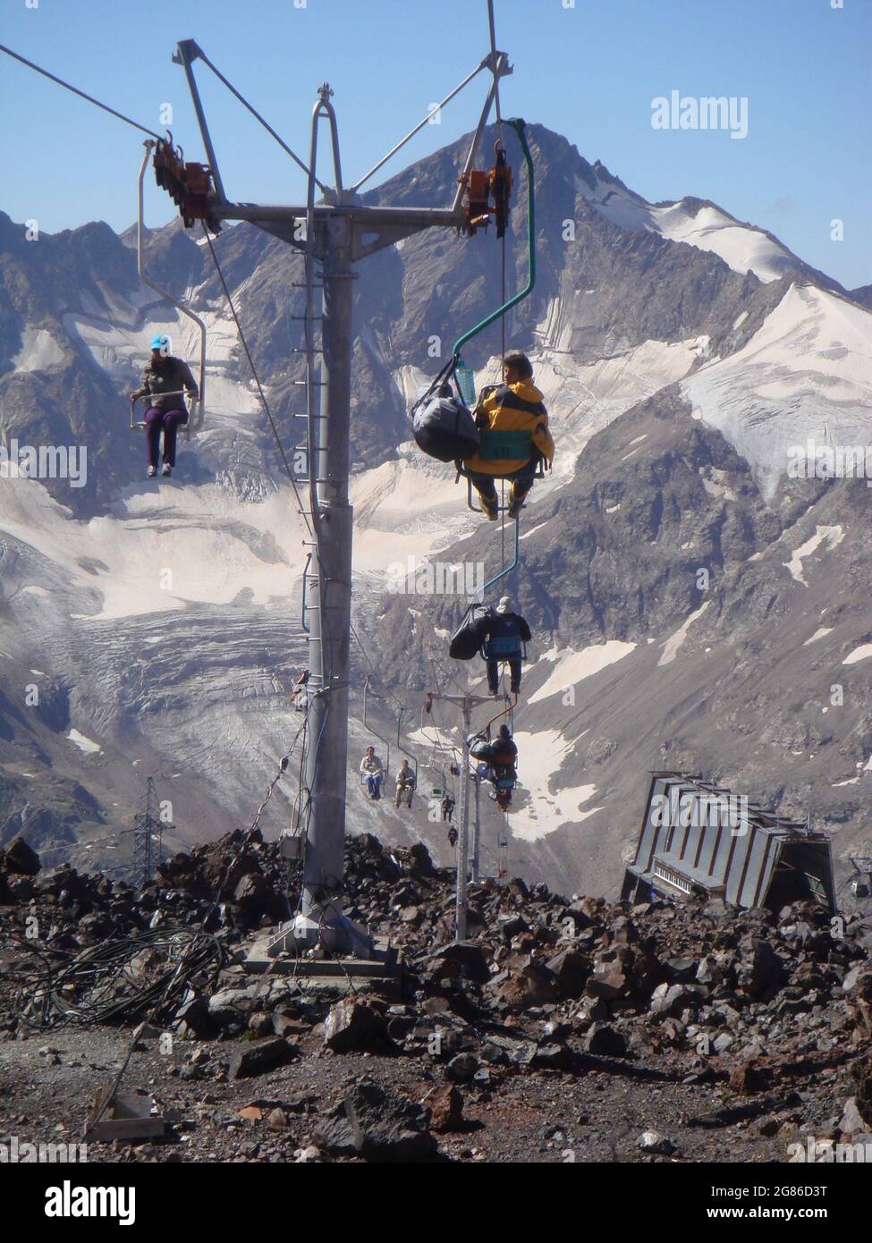 MINERALNYE VODY, RUSSIA - Aug 14, 2010: A beautiful view of Mir ski lift station on mount Elbrus, Russia Stock Photo